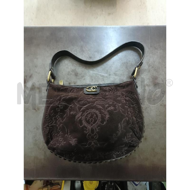 BORSA DONNA MARRONE JUST CAVALLI MEZZALUNA PELLE E STOFFA | Mercatino dell'Usato San  benedetto del tronto 1