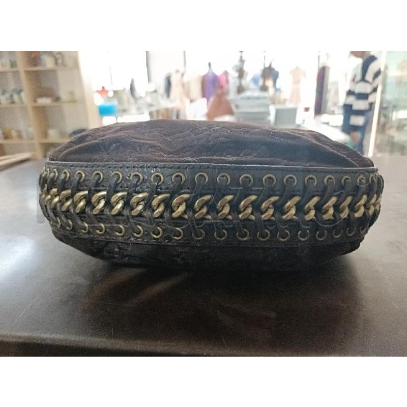 BORSA DONNA MARRONE JUST CAVALLI MEZZALUNA PELLE E STOFFA | Mercatino dell'Usato San  benedetto del tronto 3