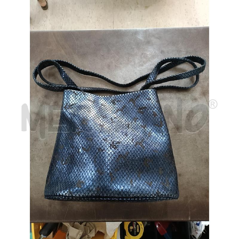 BORSA PELLE BLU STAMPA RETTILE BRACCIALINI | Mercatino dell'Usato San  benedetto del tronto 1