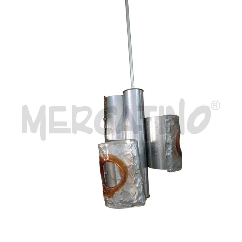 LAMPADARIO TRE LUCI CROMATO VETRO AMBRA BIANCO | Mercatino dell'Usato San  benedetto del tronto 1