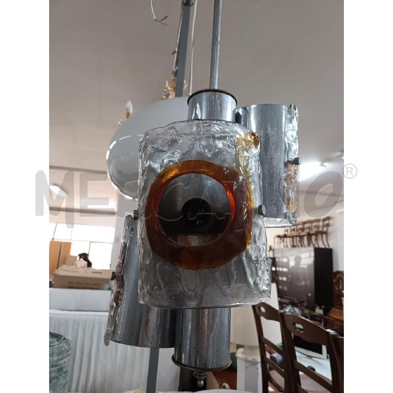 LAMPADARIO TRE LUCI CROMATO VETRO AMBRA BIANCO | Mercatino dell'Usato San  benedetto del tronto 2