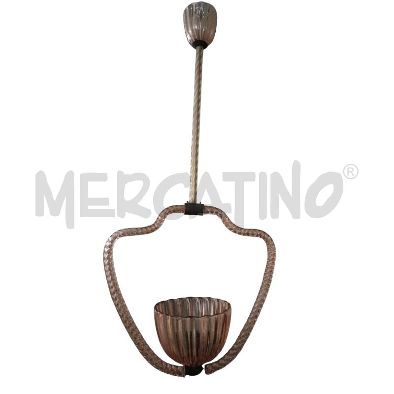 LAMPADARIO VETRO ROSA  | Mercatino dell'Usato San  benedetto del tronto 1
