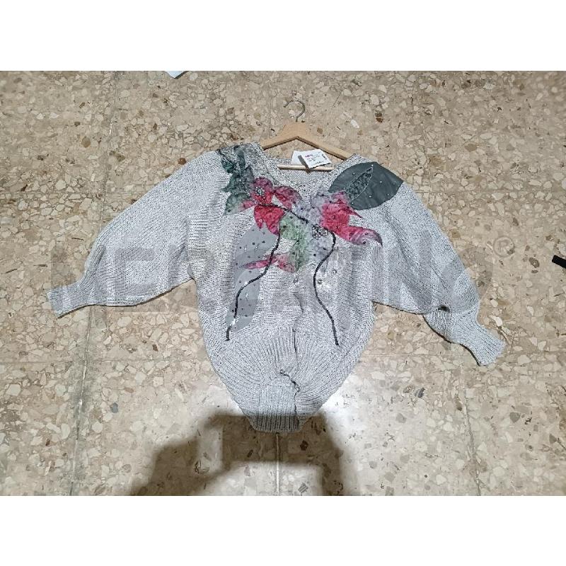 MAGLIA DONNA GRIGIA FIORE DOMINO | Mercatino dell'Usato San  benedetto del tronto 1