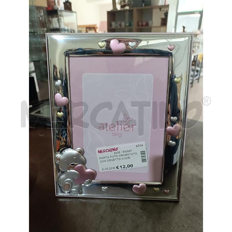 PORTA FOTO ARGENTATO CON ORSETTO CUORE | Mercatino dell'Usato San  benedetto del tronto 1