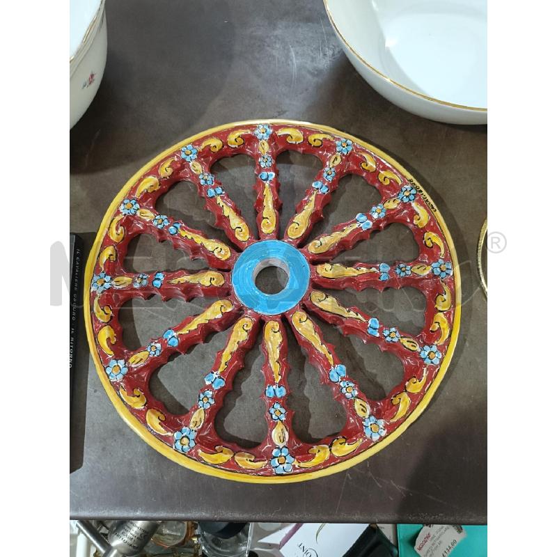 RUOTA CARRETTO SICILIANO IN TERRA COTTA SMALTATA | Mercatino dell'Usato San  benedetto del tronto 1