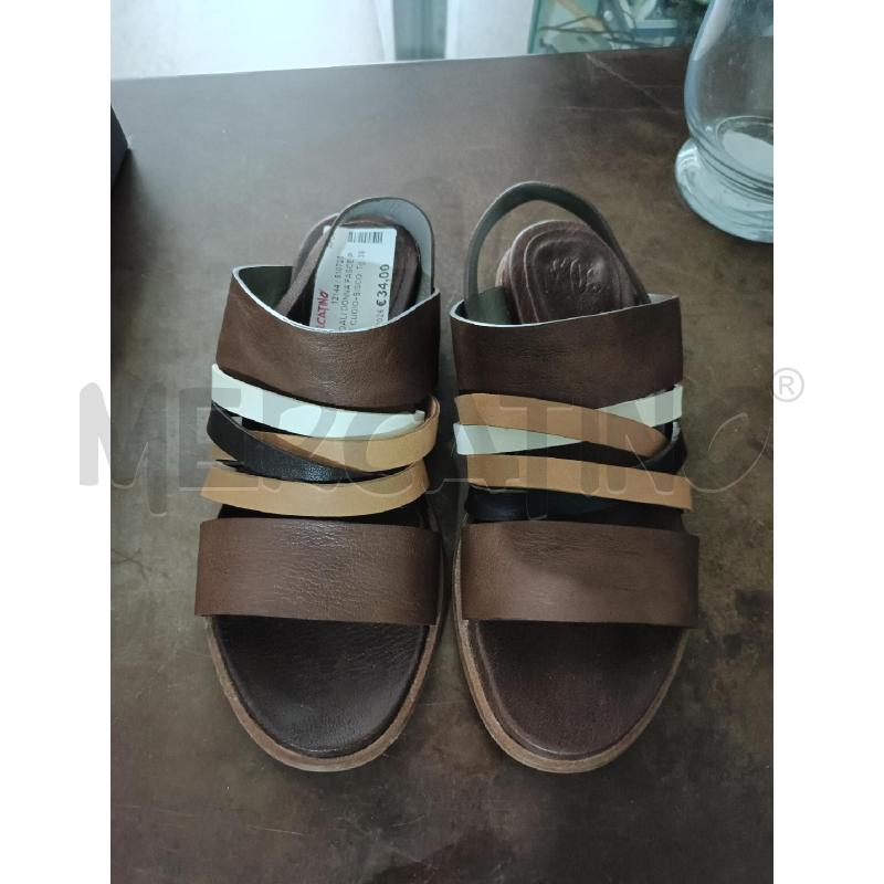 SANDALI DONNA FASCE PELLE CUOIO+BISCOTTO+MORO+LATTE IXOS | Mercatino dell'Usato San  benedetto del tronto 1