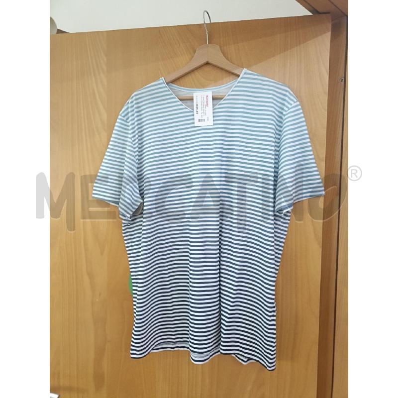 T SHIRT DONNA MAJESTIC FILATURES RIGHE AZZURRE SFUMATE NERO | Mercatino dell'Usato San  benedetto del tronto 1