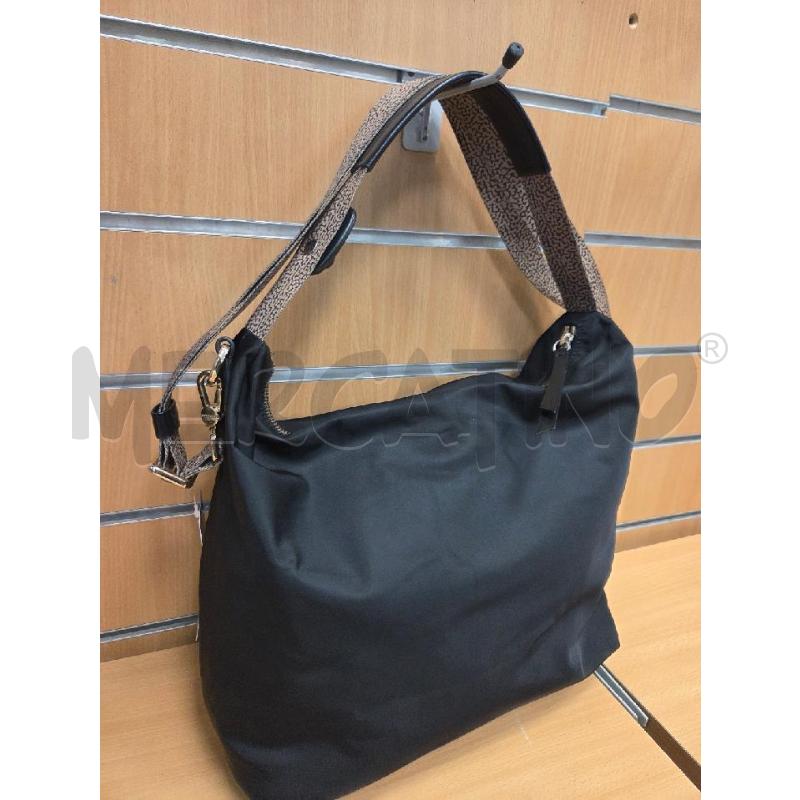 BORSA DONNA GHERARDINI NERA CON DECORO BEIGE TRACOLLA  | Mercatino dell'Usato L'aquila - loc. vetoio 1