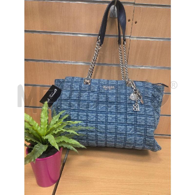 BORSA DONNA GUESS TRAPUNTATA DENIM JEANS CON MANICI  | Mercatino dell'Usato L'aquila - loc. vetoio 1