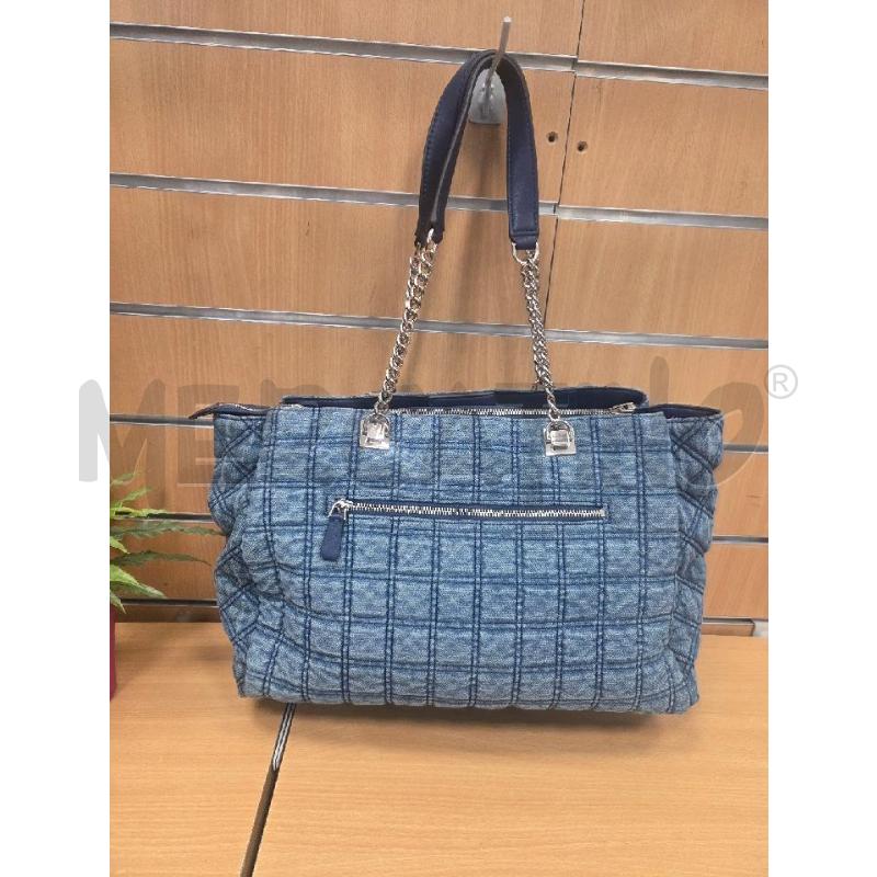 BORSA DONNA GUESS TRAPUNTATA DENIM JEANS CON MANICI  | Mercatino dell'Usato L'aquila - loc. vetoio 3