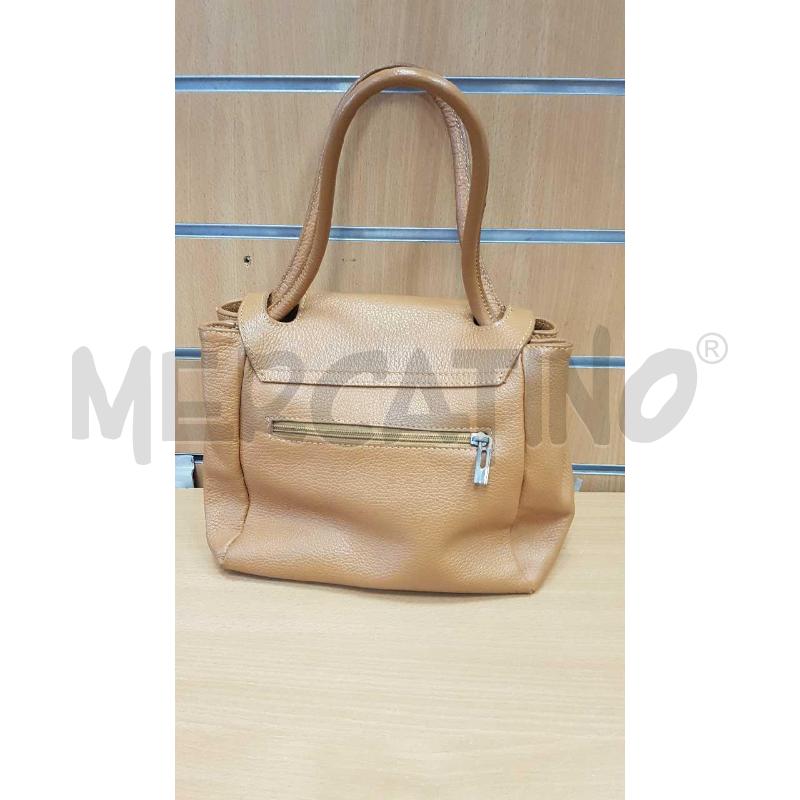 BORSA DONNA PELLE BEIGE CON PIEDINI E MANICI  | Mercatino dell'Usato L'aquila - loc. vetoio 2
