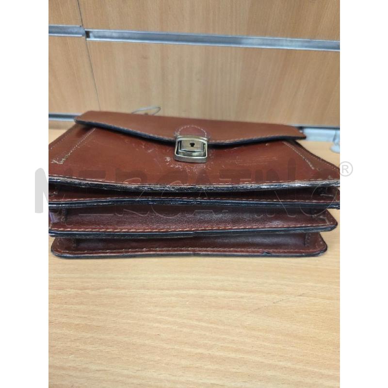 BORSA PELLE MARRONE  BUSTA A FISARMONICA   | Mercatino dell'Usato L'aquila - loc. vetoio 3