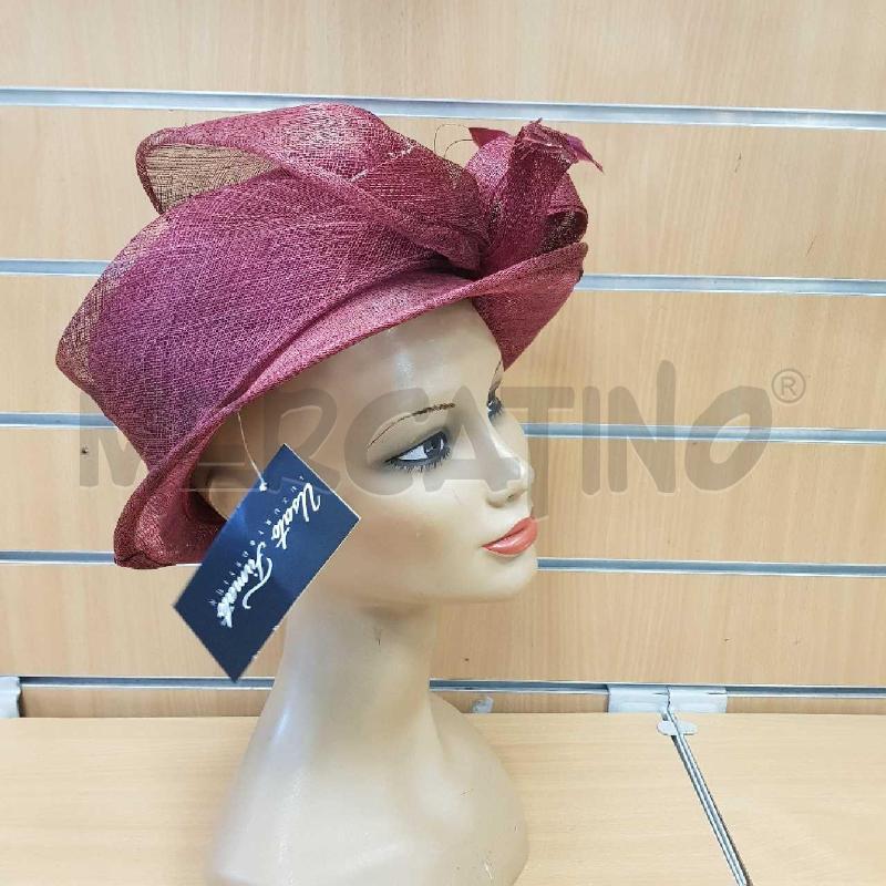 CAPPELLO DONNA PAGLIA BORDEAUX CON PIUMA E GIOCCO | Mercatino dell'Usato L'aquila - loc. vetoio 1
