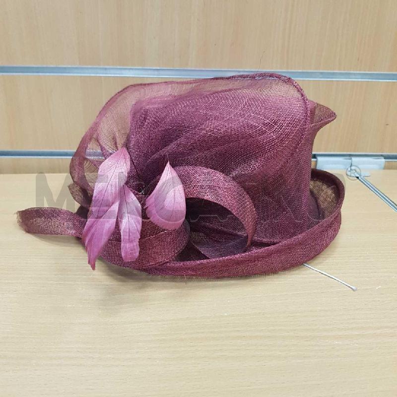 CAPPELLO DONNA PAGLIA BORDEAUX CON PIUMA E GIOCCO | Mercatino dell'Usato L'aquila - loc. vetoio 4
