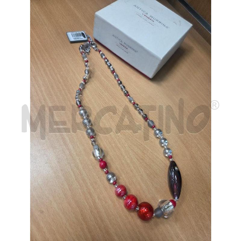 COLLANA MURRINA  ROSSA E TRASP   | Mercatino dell'Usato L'aquila - loc. vetoio 1