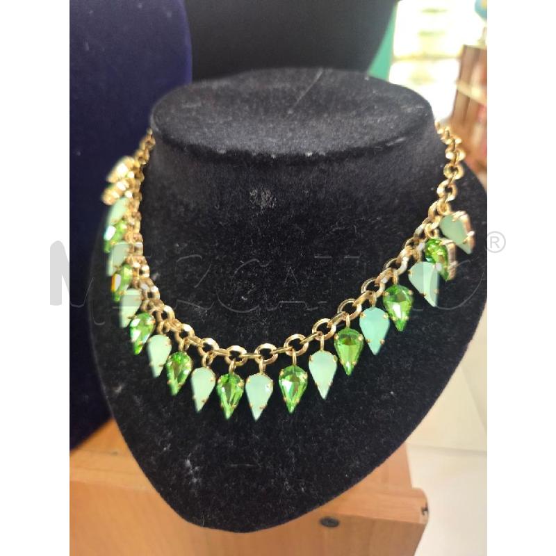 COLLANA OTTAVIANI DORATA CIONDOLI VERDI   | Mercatino dell'Usato L'aquila - loc. vetoio 1