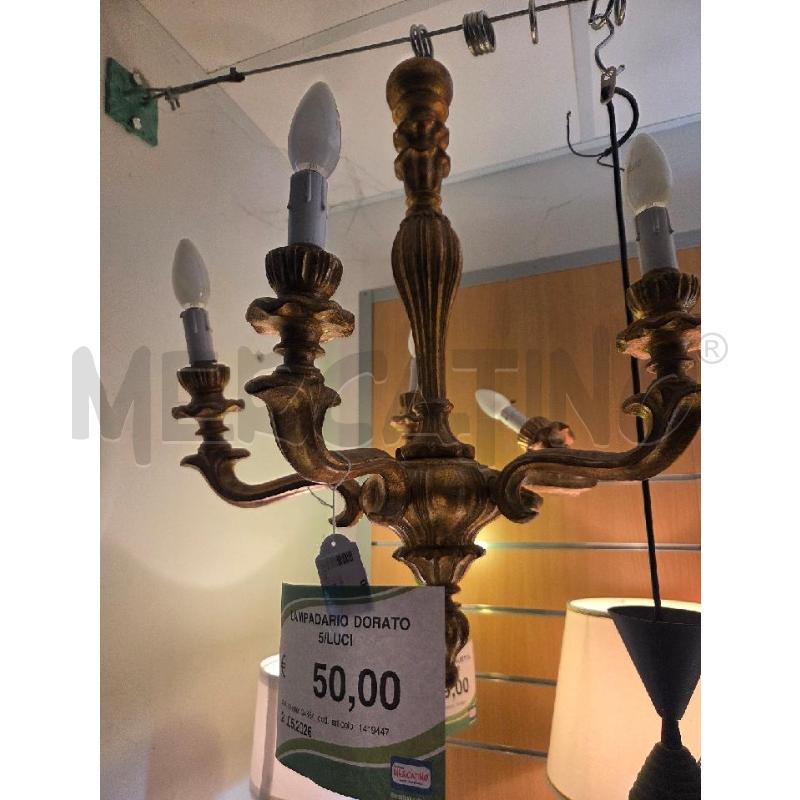 LAMPADARIO DORATO 5/LUCI | Mercatino dell'Usato L'aquila - loc. vetoio 1