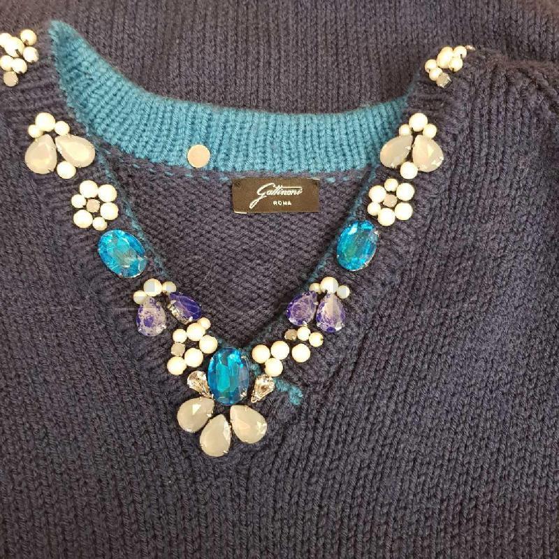 MAGLIA DONNA GATTINONI BLU  C PIETRE   | Mercatino dell'Usato L'aquila - loc. vetoio 4