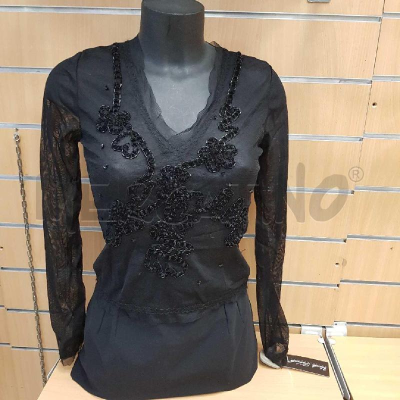 MAGLIA DONNA MARELLA NERA TULLE E PERLINE   | Mercatino dell'Usato L'aquila - loc. vetoio 1