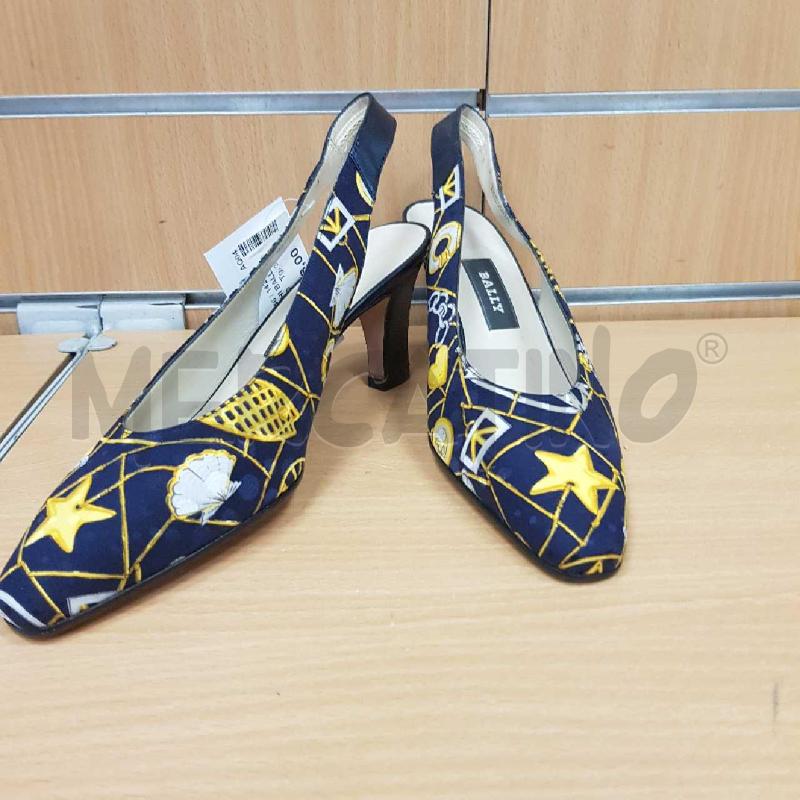 SCARPE TACCHI BALLY  BLU  E DECORO   | Mercatino dell'Usato L'aquila - loc. vetoio 3