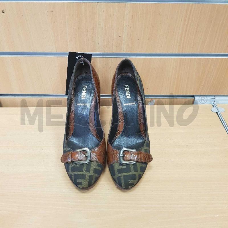 SCARPE TACCHI FENDI LOGHI E COCCO MARRONE   | Mercatino dell'Usato L'aquila - loc. vetoio 1