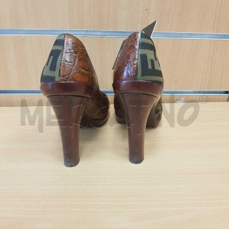 SCARPE TACCHI FENDI LOGHI E COCCO MARRONE   | Mercatino dell'Usato L'aquila - loc. vetoio 3