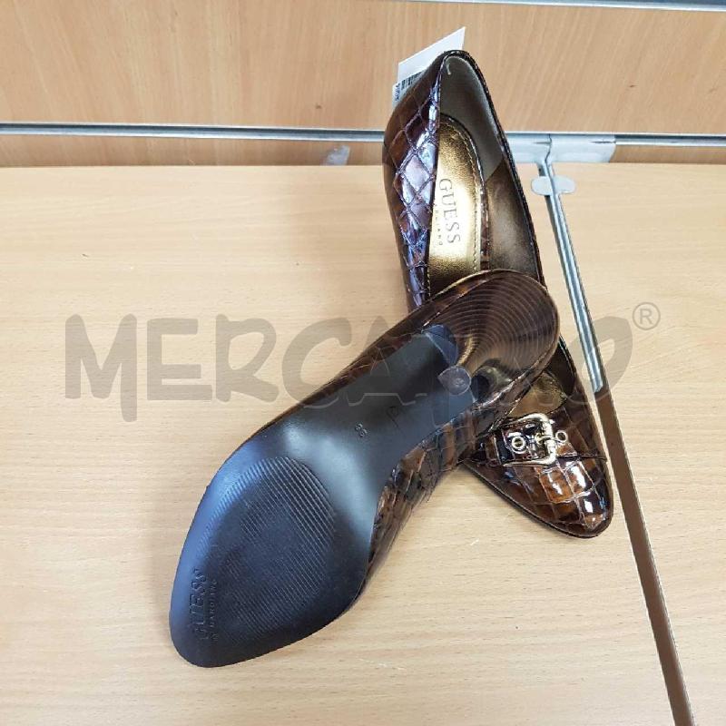 SCARPE TACCHI GUESS COCCO MARRONI  FIBIA   | Mercatino dell'Usato L'aquila - loc. vetoio 4