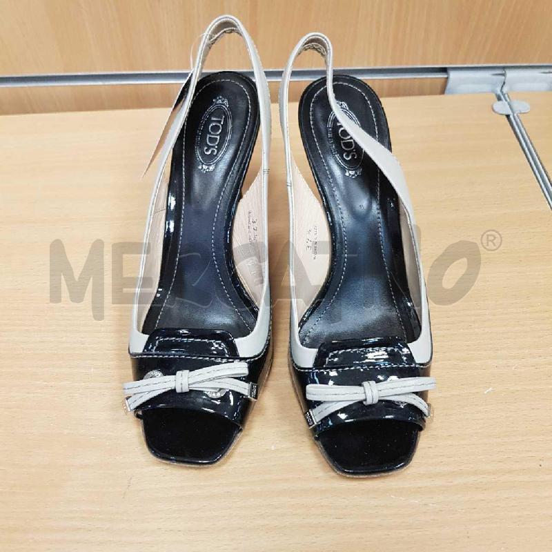 SCARPE TACCHI TOD'S OPEN TOE  NERE E BEIGE   | Mercatino dell'Usato L'aquila - loc. vetoio 1