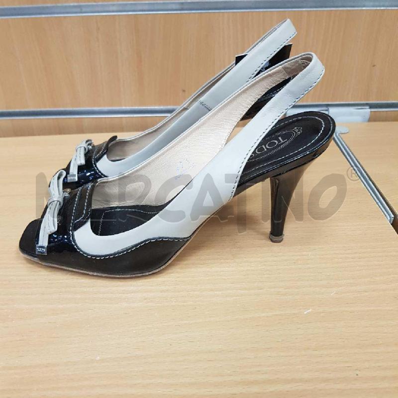 SCARPE TACCHI TOD'S OPEN TOE  NERE E BEIGE   | Mercatino dell'Usato L'aquila - loc. vetoio 2