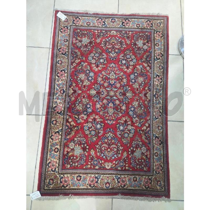 TAPPETO  A MANO 103* 160 ROSSO E FIORI   | Mercatino dell'Usato L'aquila - loc. vetoio 1
