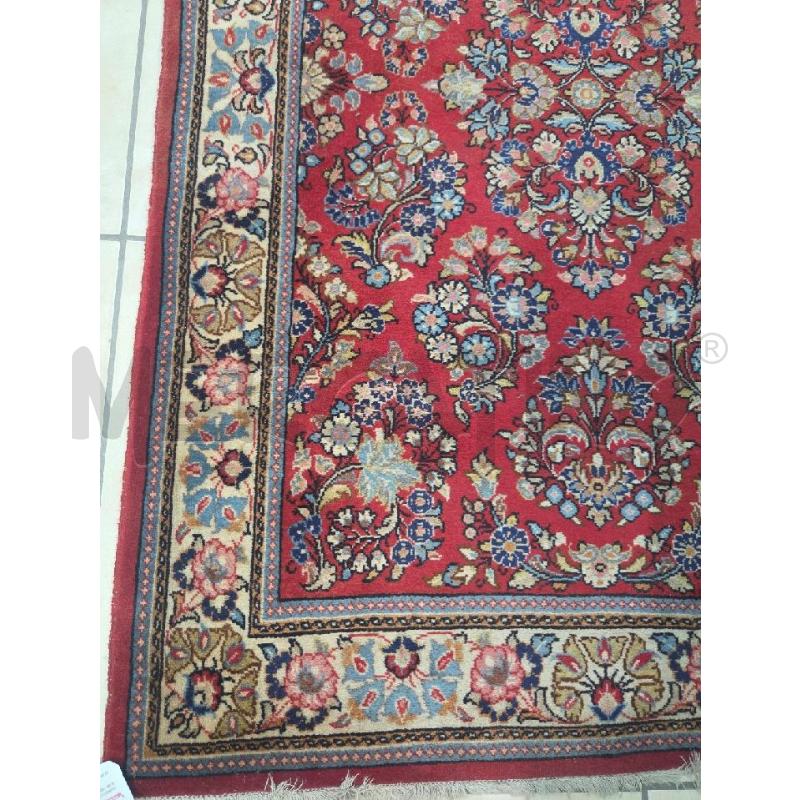 TAPPETO  A MANO 103* 160 ROSSO E FIORI   | Mercatino dell'Usato L'aquila - loc. vetoio 2