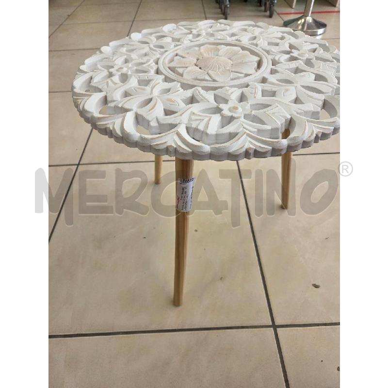 TAVOLINETO PICCOLO FIORE INTARSIATO  BIANCO  | Mercatino dell'Usato L'aquila - loc. vetoio 1