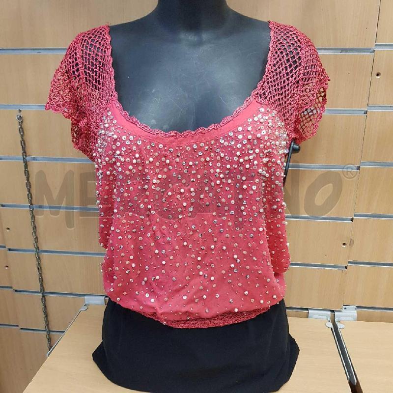 TOP PATRZIA  PEPE  ROSA  ROSA  CON PERLINE E RETINA   | Mercatino dell'Usato L'aquila - loc. vetoio 1
