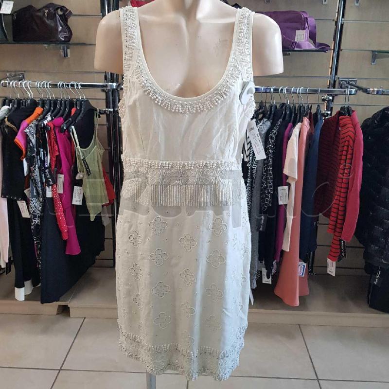 VESTITO DONNA TWIN SET LINO BIANCO E PERLINE  BIANCHE  | Mercatino dell'Usato L'aquila - loc. vetoio 1