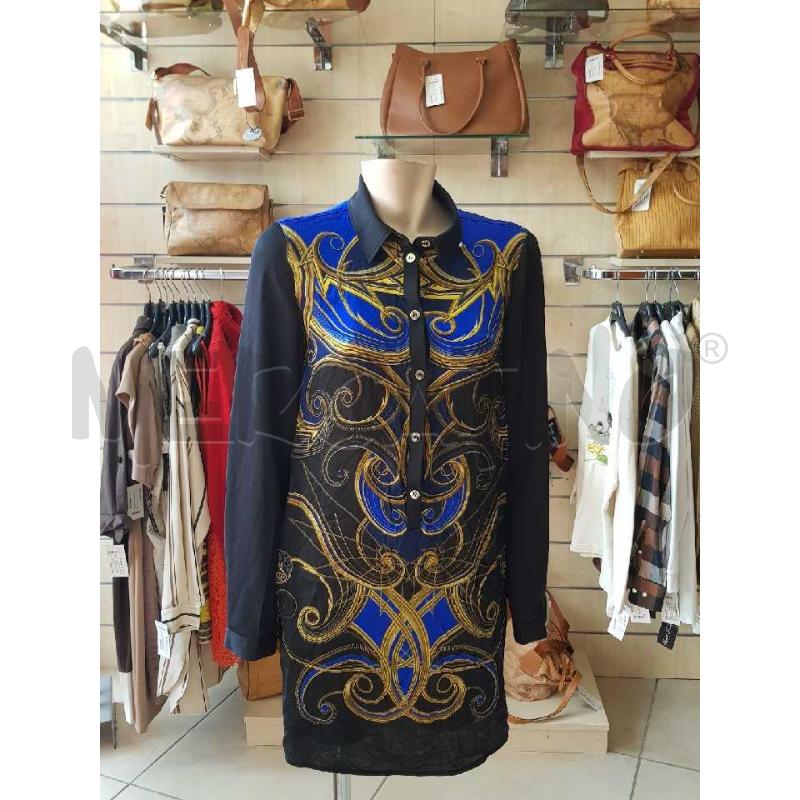VESTITO DONNA VERSACE  NERO E BLU CHEMISIER   | Mercatino dell'Usato L'aquila - loc. vetoio 1