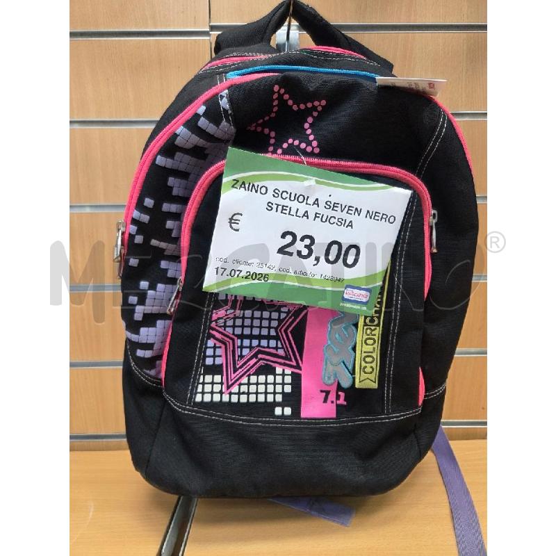 ZAINO SCUOLA SEVEN NERO  STELLA  FUCSIA   | Mercatino dell'Usato L'aquila - loc. vetoio 1