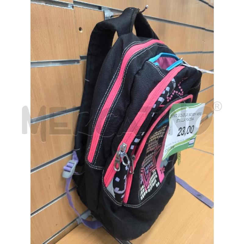 ZAINO SCUOLA SEVEN NERO  STELLA  FUCSIA   | Mercatino dell'Usato L'aquila - loc. vetoio 2