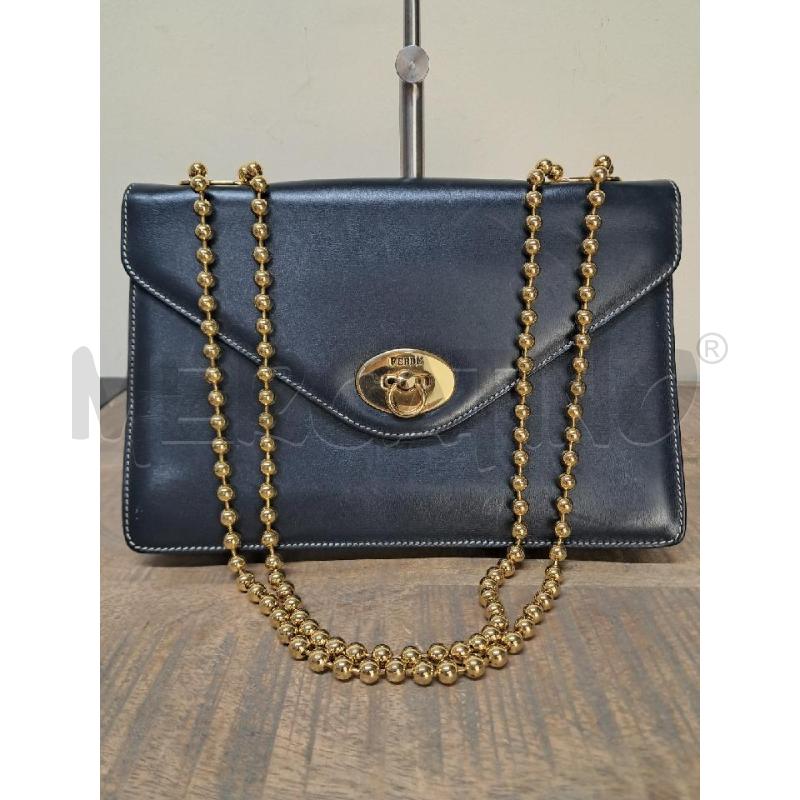 BORSA PELLE CARTELLA BLU FERRE | Mercatino dell'Usato Arezzo 1