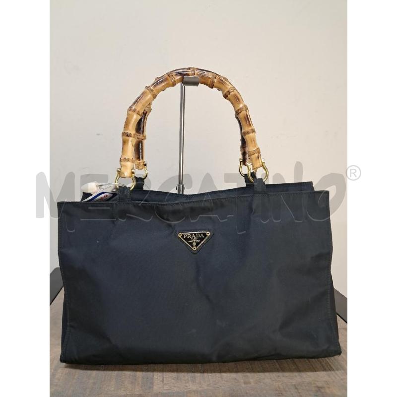 BORSA RENAYLON NERA MANICO BAMBOO | Mercatino dell'Usato Arezzo 1