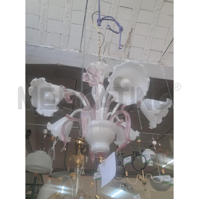 LAMPADARIO VETRO ROSA | Mercatino dell'Usato Arezzo 1