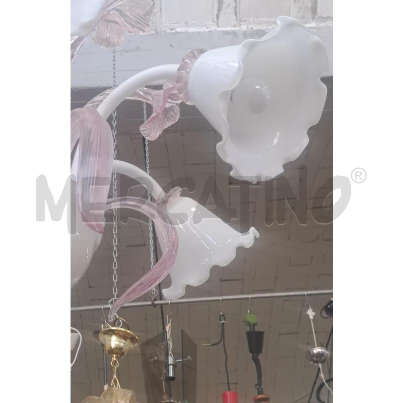 LAMPADARIO VETRO ROSA | Mercatino dell'Usato Arezzo 2