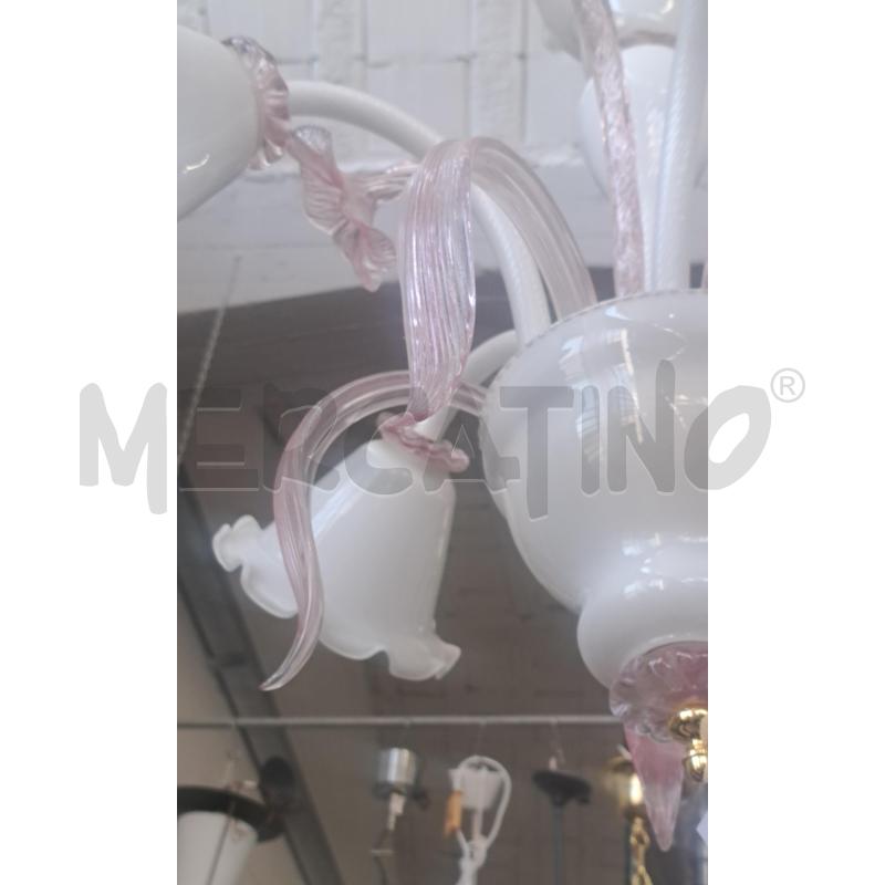 LAMPADARIO VETRO ROSA | Mercatino dell'Usato Arezzo 3