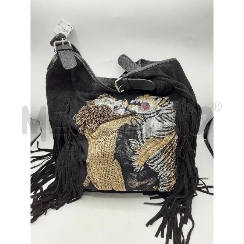 BORSA DONNA NERA FRANGE PERLINE PELLE | Mercatino dell'Usato Atripalda 1