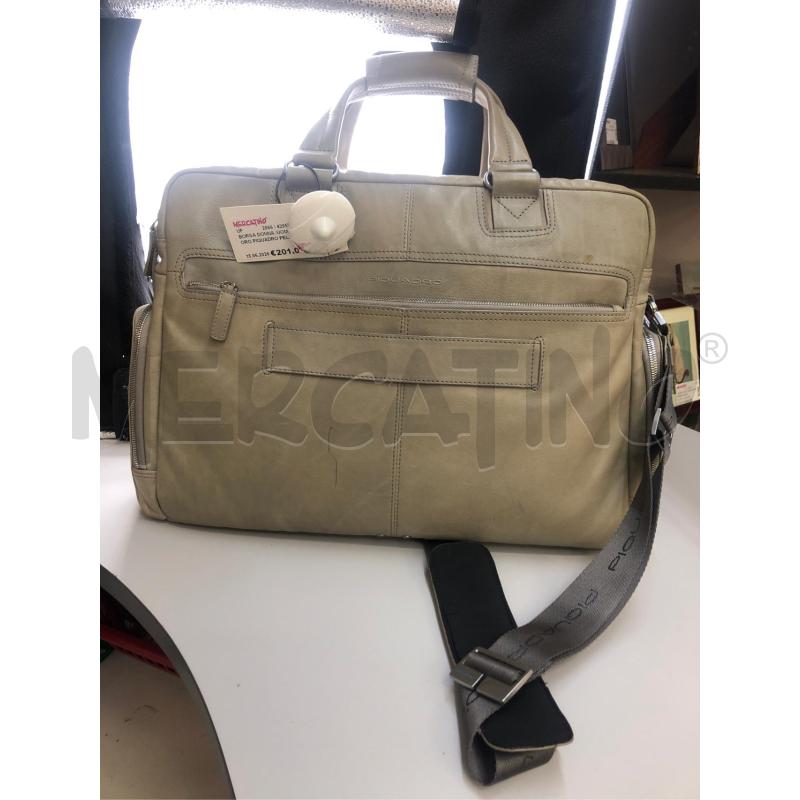 BORSA DONNA /UOMO LAVORO PIQUADRO PELLE GRIGIO  | Mercatino dell'Usato Avellino 3