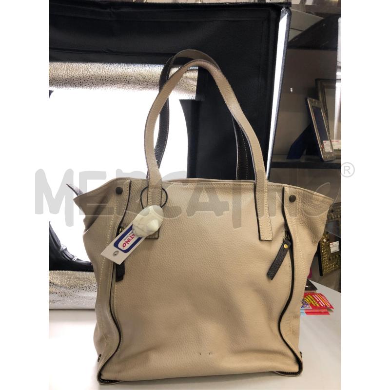 BORSA DONNA BEIGE MARRONE PELLE  | Mercatino dell'Usato Avellino 2