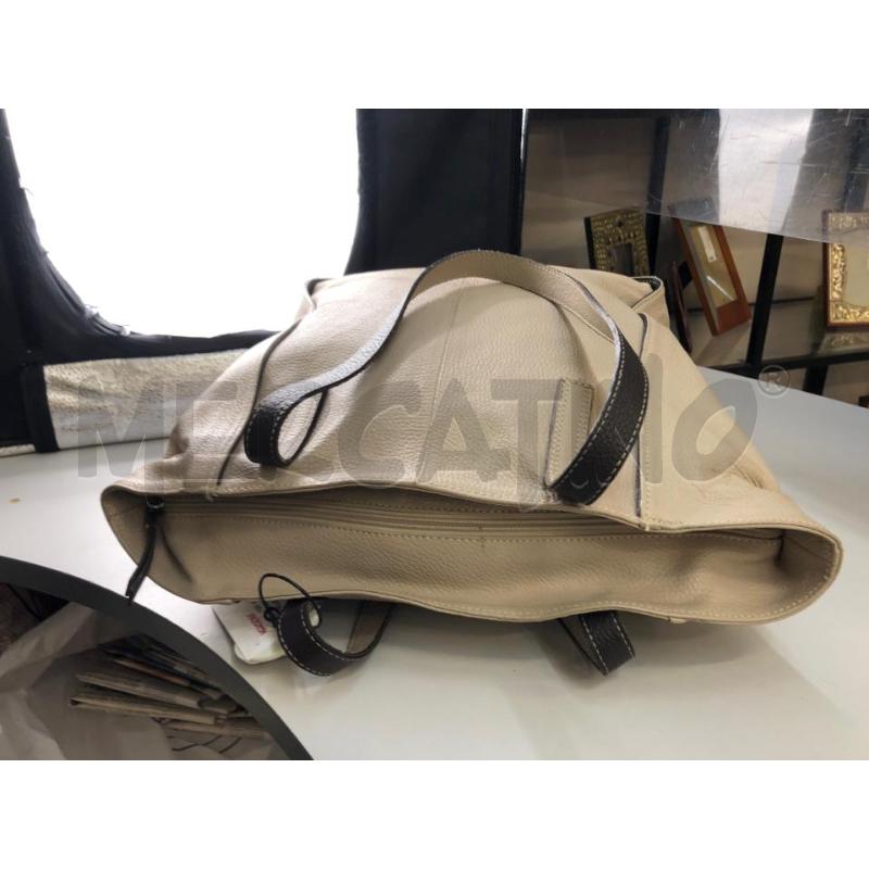 BORSA DONNA BEIGE MARRONE PELLE  | Mercatino dell'Usato Avellino 3