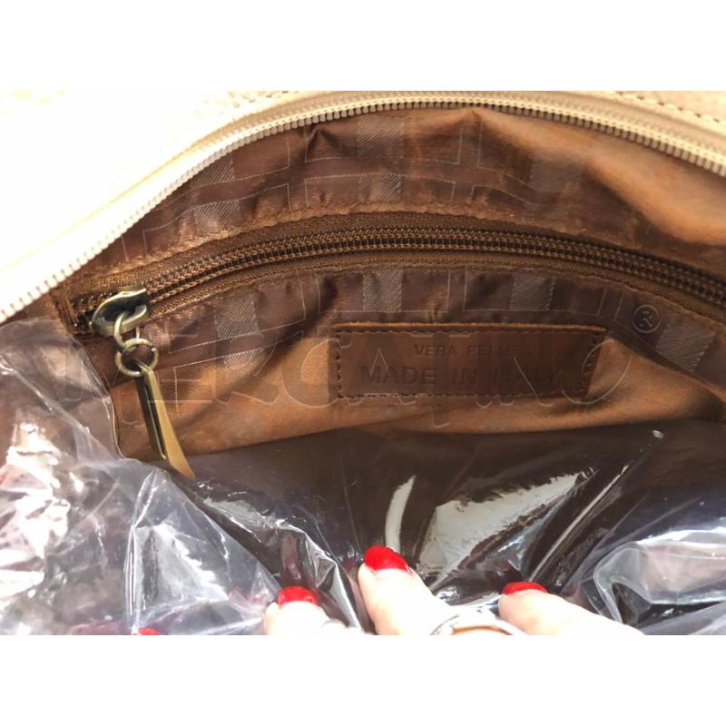 BORSA DONNA BEIGE MARRONE PELLE  | Mercatino dell'Usato Avellino 4