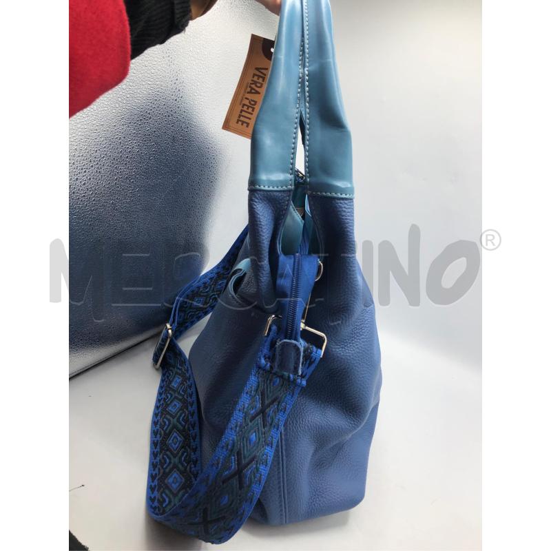BORSA DONNA CEL BLU VERA PELLE | Mercatino dell'Usato Avellino 3