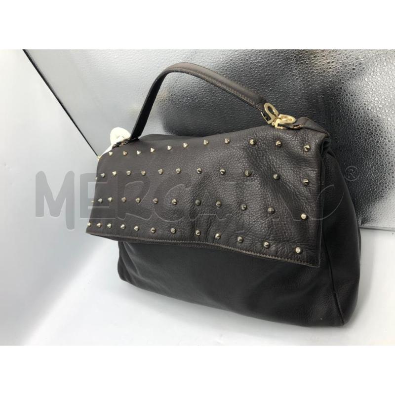 BORSA DONNA MARRONE PELLE BORCHIE  | Mercatino dell'Usato Avellino 1
