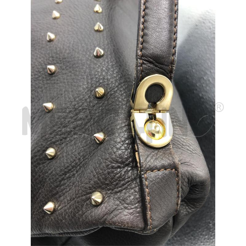 BORSA DONNA MARRONE PELLE BORCHIE  | Mercatino dell'Usato Avellino 2